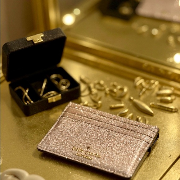 Kate Spade Joeley Tinsel Glitter Slim Card Holder Wallet - Picture 7 of 7